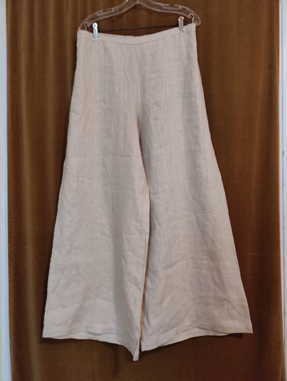 NWT Bryn Walker Long Full Heavy Linen Pants In TAPIOCA, Size L